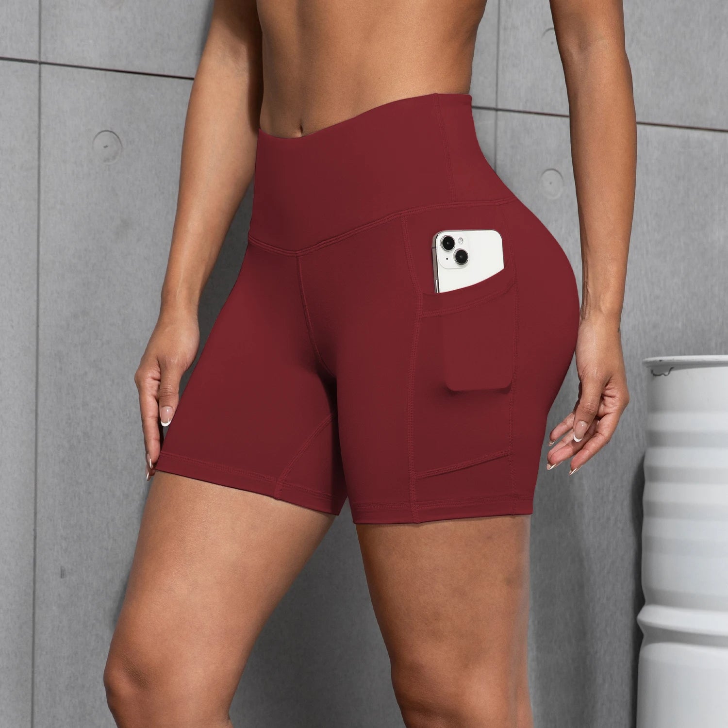 Women’s High-Waist Yoga Pocket Shorts – Elastic Fitness Leggings